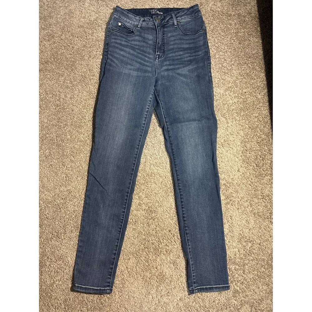 Time and Tru Womens High Rise Skinny Jeans Medium Wash Blue Size 6
